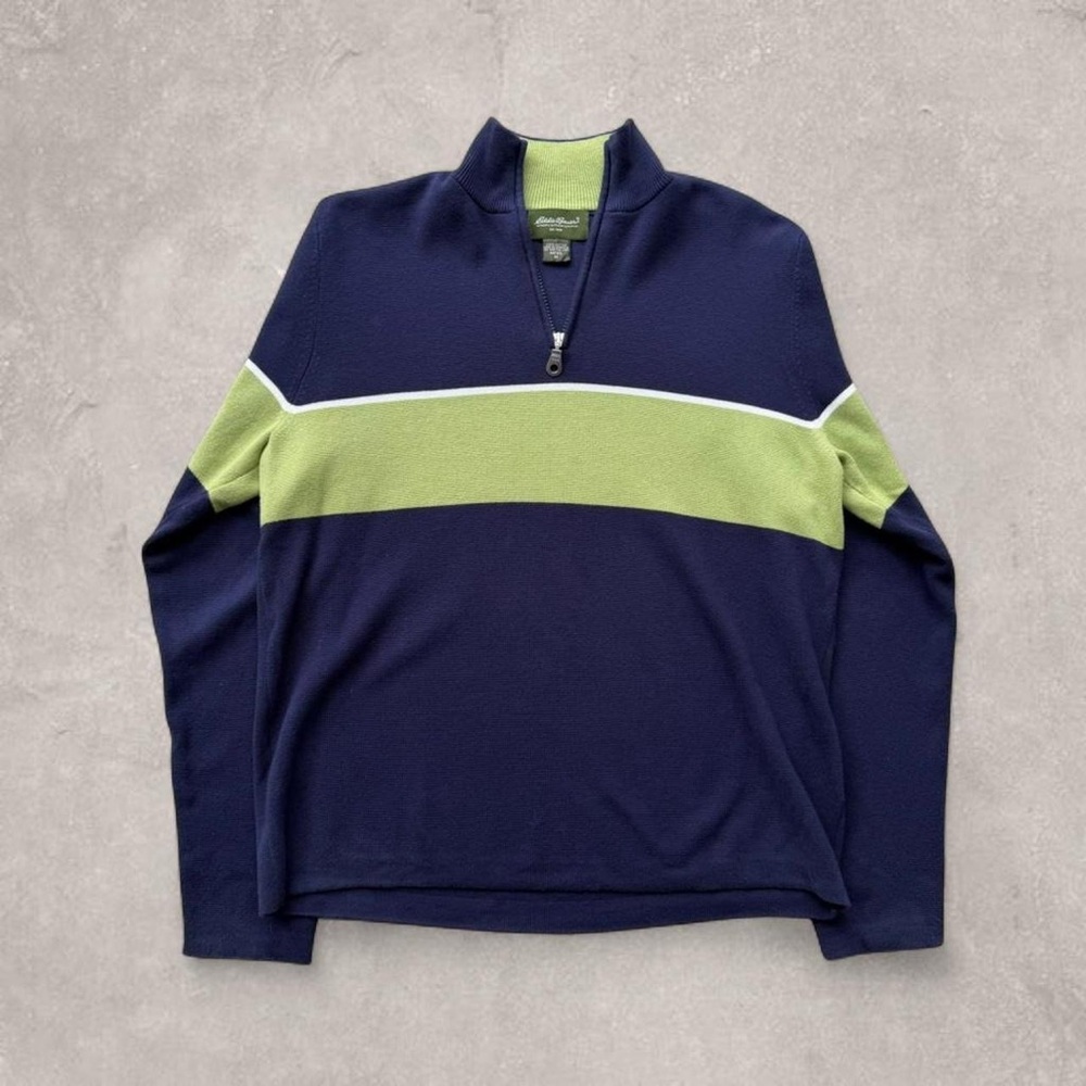 Eddie Bauer Heavyweight Cotton Knit Pull Over Quarter Zip Sweater